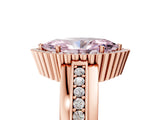 Rose gold Fancy Pink Marquise  Cut Halo Pave Band Four-Prong Ring_54