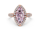 Rose gold Fancy Pink Marquise  Cut Halo Pave Band Four-Prong Setting Ring_36