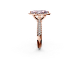 Rose gold Fancy Pink Marquise  Cut Halo Pave Band Four-Prong Setting Ring_38