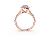 Rose gold Fancy Pink Marquise  Cut Halo Pave Band Four-Prong Setting Ring_39
