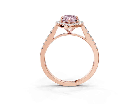 Rose gold Fancy Pink Marquise Cut Halo Pave Diamond Engagement Ring with Four-Prong Setting_3