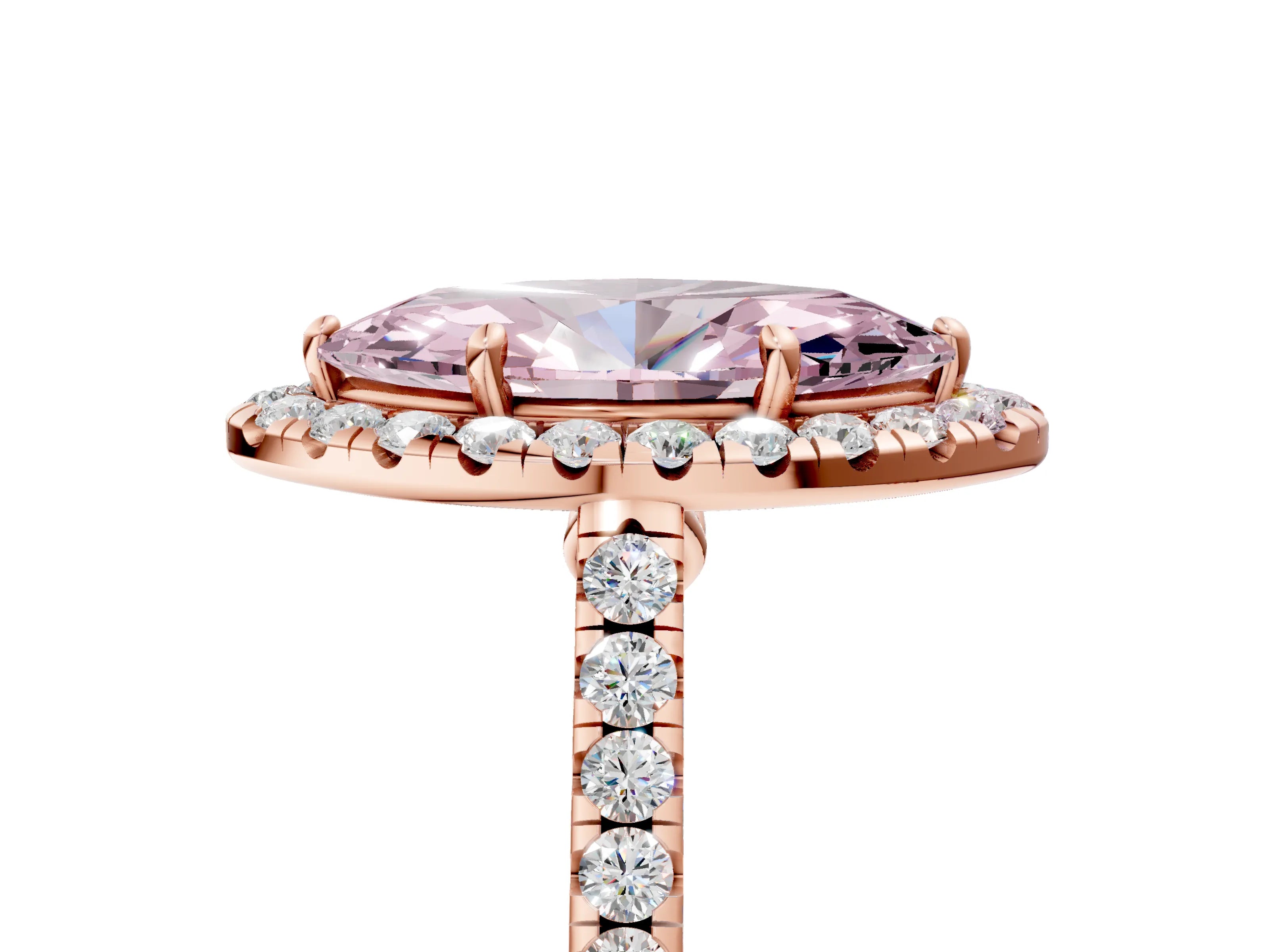 Rose gold Fancy Pink Marquise Cut Halo Pave Diamond Engagement Ring with Four-Prong Setting_5
