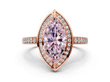 Rose gold Fancy Pink Marquise  Cut Halo Pave Split Shank Prong Setting Ring_31