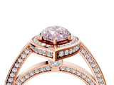 Rose gold Fancy Pink Marquise  Cut Halo Pave Split Shank Prong Setting Ring_35