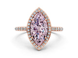 Rose gold Fancy Pink Marquise Cut Halo Round Diamond Pavé Band with Four-Prong Setting_3