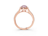 Rose gold Fancy Pink Marquise Cut Halo Round Diamond Pavé Band with Four-Prong Setting_6