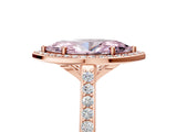 Rose gold Fancy Pink Marquise Cut Halo Round Diamond Pavé Band with Four-Prong Setting_8