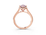 Rose gold Fancy Pink Marquise Cut Halo Round Diamond Solitaire Engagement Ring with Pave Band and Four-Prong Setting_15