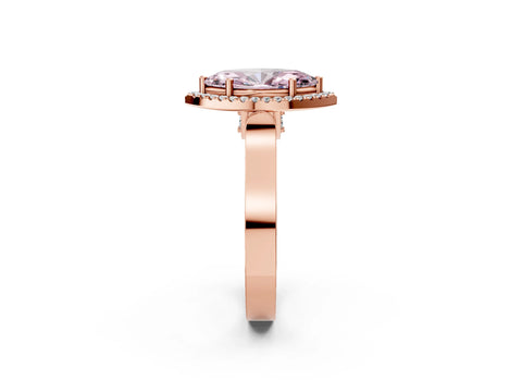 Rose gold Fancy Pink Marquise Cut Halo Round Diamond Twist Band with Four-Prong Setting_2