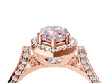 Rose gold Fancy Pink Marquise Cut Halo Round Diamond Twist Band with Four-Prong Setting_4