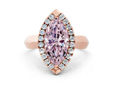 Rose gold Fancy Pink Marquise  Cut Halo Solitaire Engagement Ring with Square Band and Four-Prong Setting_114