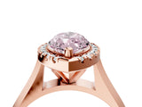 Rose gold Fancy Pink Marquise  Cut Halo Solitaire Engagement Ring with Square Band and Four-Prong Setting_70