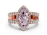 Rose gold Fancy Pink Marquise  Cut Halo Split Shank Diamond Ring with Four-Prong Setting_45