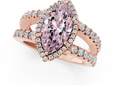 Rose gold Fancy Pink Marquise  Cut Halo Split Shank Diamond Ring with Four-Prong Setting_46