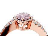 Rose gold Fancy Pink Marquise  Cut Halo Split Shank Diamond Ring with Four-Prong Setting_49