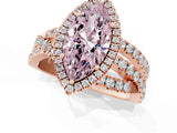 Rose gold Fancy Pink Marquise  Cut Halo Split Shank Prong Setting Ring_13
