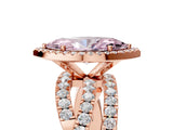 Rose gold Fancy Pink Marquise  Cut Halo Split Shank Prong Setting Ring_17
