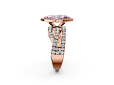 Rose gold Fancy Pink Marquise  Cut Halo Split Shank Prong Setting Ring_62