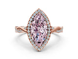 Rose gold Fancy Pink Marquise Cut Halo Twist Band with Four-Prong Setting_12