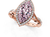 Rose gold Fancy Pink Marquise Cut Halo Twist Band with Four-Prong Setting_13