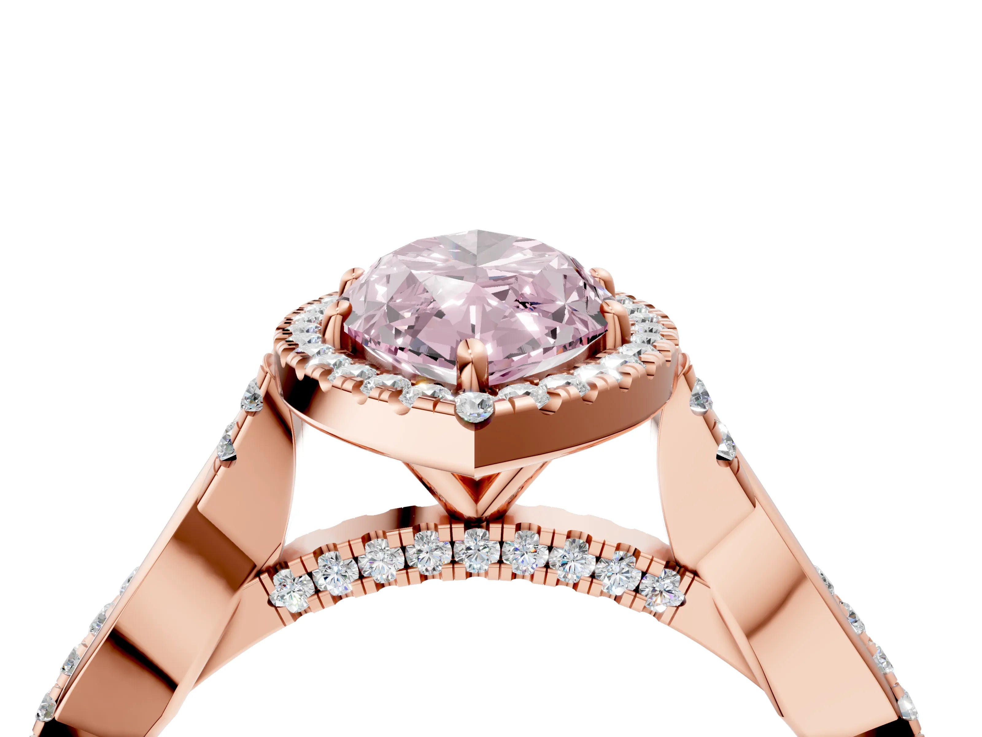 Rose gold Fancy Pink Marquise Cut Halo Twist Band with Four-Prong Setting_4
