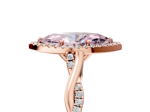 Rose gold Fancy Pink Marquise Cut Halo Twist Band with Four-Prong Setting_5
