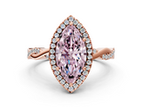 Rose gold Fancy Pink Marquise  Cut Halo Twisted Band Four-Prong Ring_19