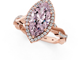 Rose gold Fancy Pink Marquise  Cut Halo Twisted Band Four-Prong Ring_20