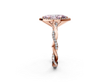 Rose gold Fancy Pink Marquise  Cut Halo Twisted Band Four-Prong Ring_21