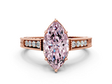 Rose gold Fancy Pink Marquise  Cut Milgrain Channel Set Engagement Ring with Solitaire Prong Setting_67
