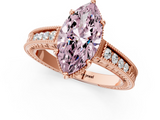 Rose gold Fancy Pink Marquise  Cut Milgrain Channel Set Engagement Ring with Solitaire Prong Setting_68