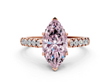 Rose gold Fancy Pink Marquise  Cut Pavé Band Solitaire Ring with Four-Prong Setting_42