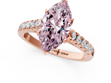 Rose gold Fancy Pink Marquise  Cut Pavé Band Solitaire Ring with Four-Prong Setting_43