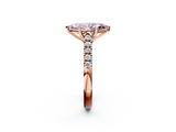 Rose gold Fancy Pink Marquise  Cut Pavé Band Solitaire Ring with Four-Prong Setting_44