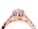 Rose gold Fancy Pink Marquise  Cut Pavé Band Solitaire Ring with Four-Prong Setting_46