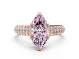 Rose gold Fancy Pink Marquise  Cut Pave Diamond Engagement Ring with Channel Set Band and Four-Prong Setting_20