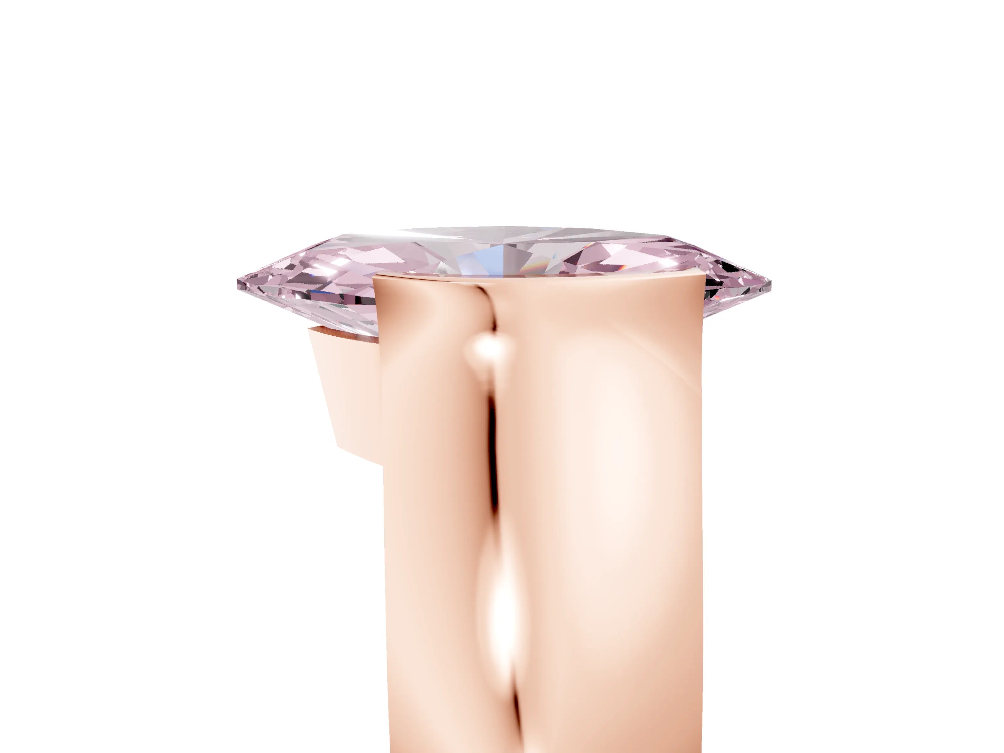 Rose gold Fancy Pink Marquise Cut Solitaire Bezel Set Diamond Ring with Wide Band_5