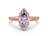 Rose gold Fancy Pink Marquise Cut Solitaire Cathedral Diamond Engagement Ring with Channel-Set Band and Four-Prong Setting_3