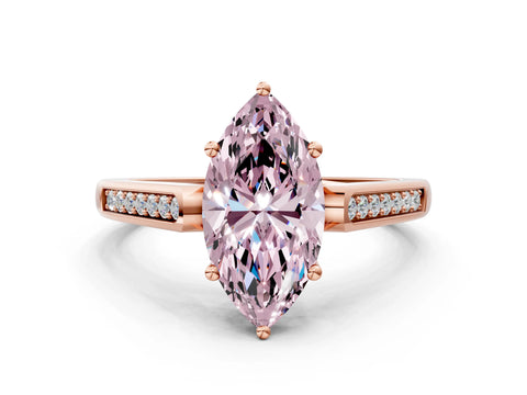 Rose gold Fancy Pink Marquise Cut Solitaire Cathedral Diamond Engagement Ring with Channel-Set Band and Four-Prong Setting_3