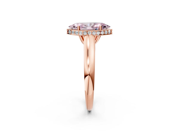 Rose gold Fancy Pink Marquise Cut Solitaire Diamond Engagement Ring with Four-Prong Setting and Tapered Band
