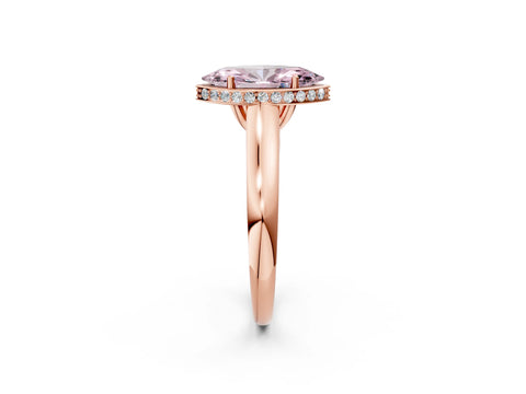 Rose gold Fancy Pink Marquise Cut Solitaire Diamond Engagement Ring with Four-Prong Setting and Tapered Band_2