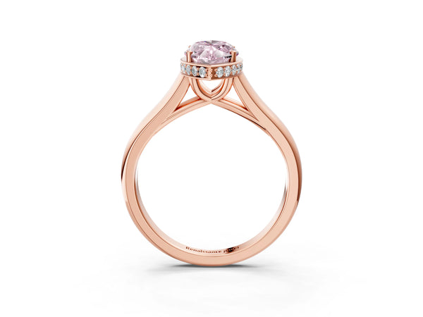 Rose gold Fancy Pink Marquise Cut Solitaire Diamond Engagement Ring with Four-Prong Setting and Tapered Band
