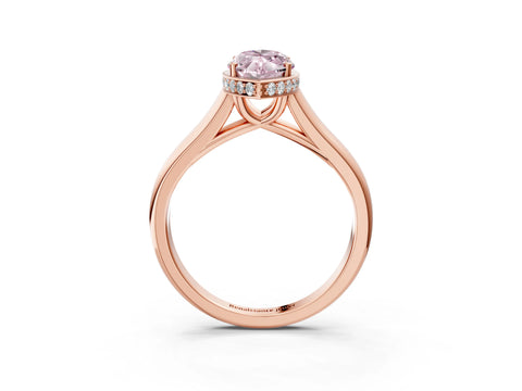 Rose gold Fancy Pink Marquise Cut Solitaire Diamond Engagement Ring with Four-Prong Setting and Tapered Band_3
