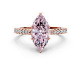 Rose gold Fancy Pink Marquise  Cut Solitaire Diamond Engagement Ring with Pave Band and Four-Prong Setting_152
