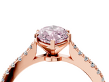 Rose gold Fancy Pink Marquise  Cut Solitaire Diamond Engagement Ring with Pave Band and Four-Prong Setting_156