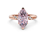 Rose gold Fancy Pink Marquise Cut Solitaire Diamond Engagement Ring with Twisted Pave Band and Four-Prong Setting_3