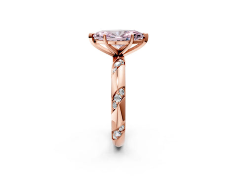 Rose gold Fancy Pink Marquise Cut Solitaire Diamond Engagement Ring with Twisted Pave Band and Four-Prong Setting_5