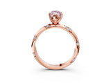 Rose gold Fancy Pink Marquise Cut Solitaire Diamond Engagement Ring with Twisted Pave Band and Four-Prong Setting_6