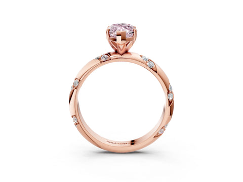 Rose gold Fancy Pink Marquise Cut Solitaire Diamond Engagement Ring with Twisted Pave Band and Four-Prong Setting_6
