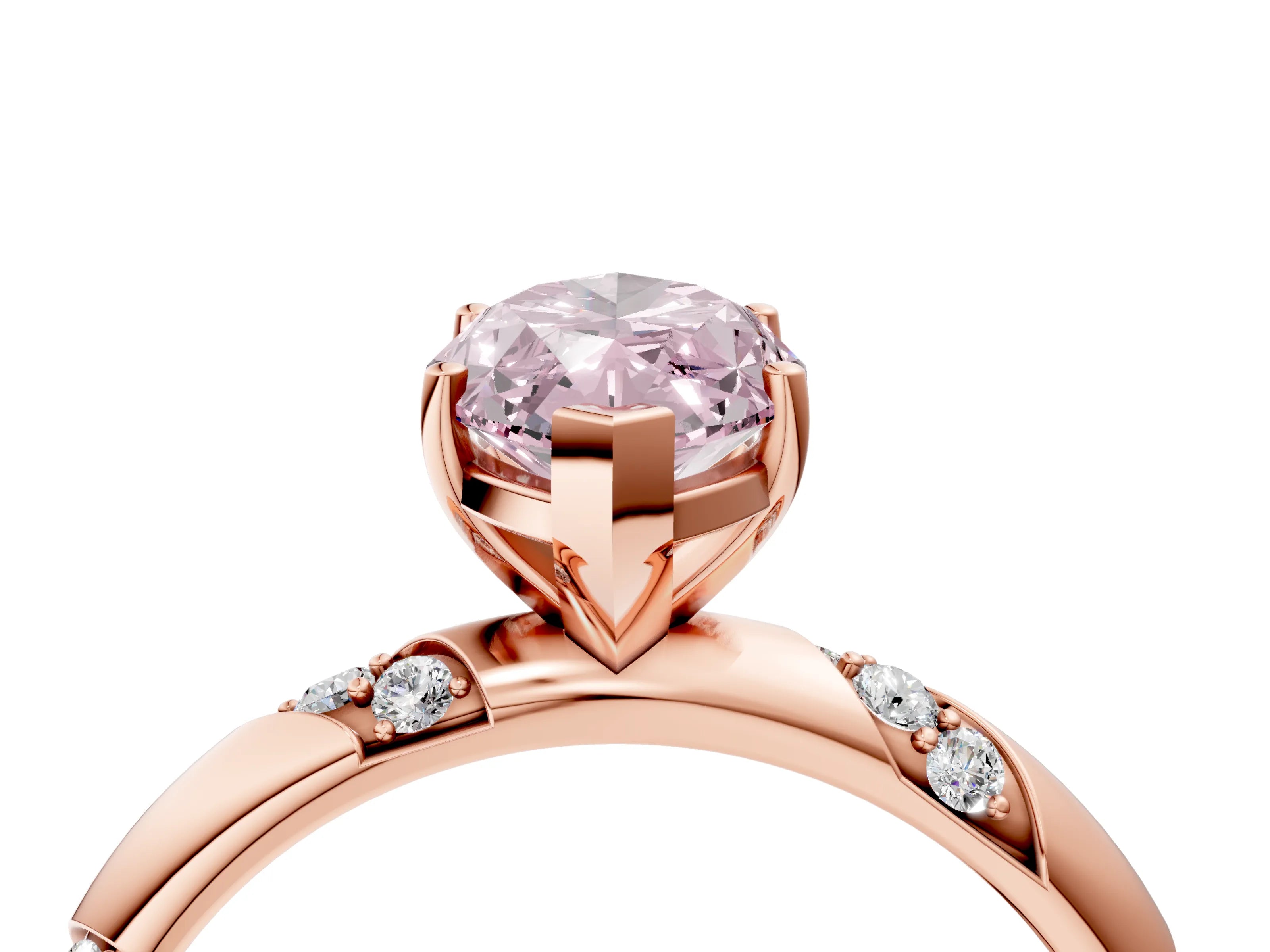 Rose gold Fancy Pink Marquise Cut Solitaire Diamond Engagement Ring with Twisted Pave Band and Four-Prong Setting_7